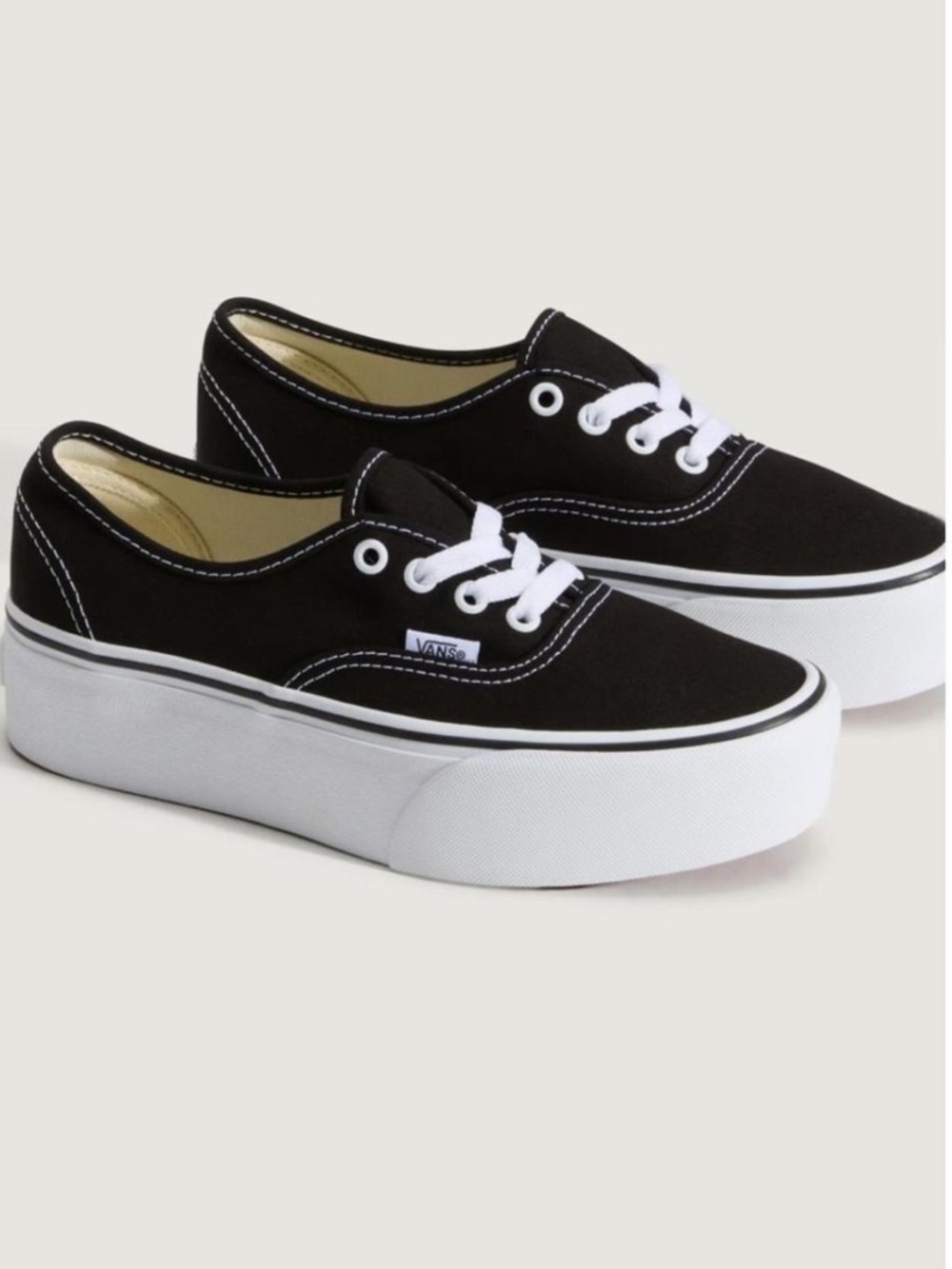 Vans Black Canvas Platform Lace-Up Sneakers with White Sole